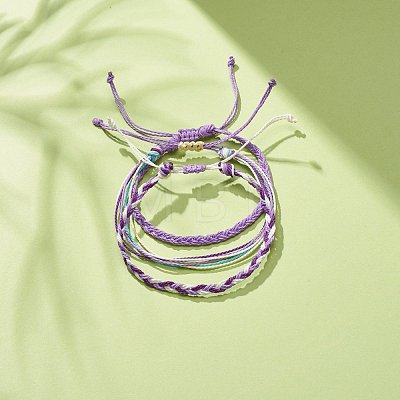 3Pcs 3 Style Waxed Polyester Braided Bracelets Sets BJEW-JB08115-03-1