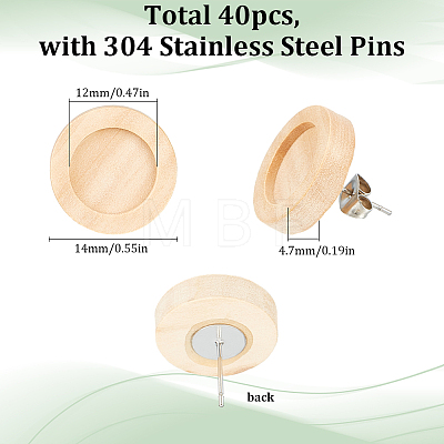 SUNNYCLUE 40Pcs Wooden Stud Earring Findings FIND-SC0008-96A-1