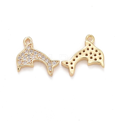 Brass Micro Pave Cubic Zirconia Charms KK-A156-19LG-1