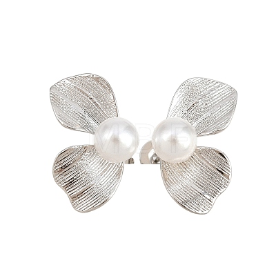 Leaf Brass Stud Earrings EJEW-D351-02P-1