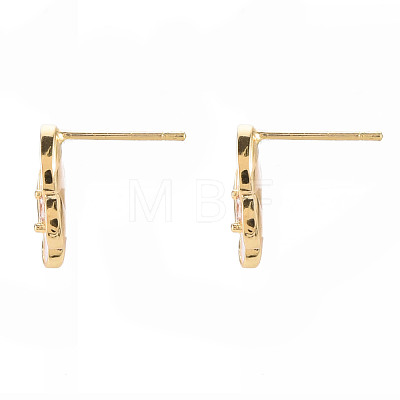 Brass Micro Pave Clear Cubic Zirconia Stud Earrings EJEW-S210-015E-NR-1