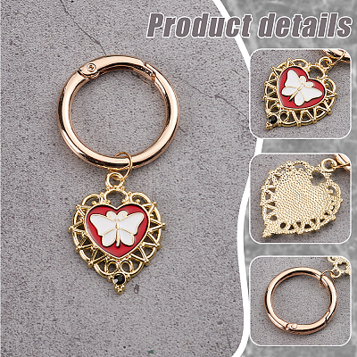 8Pcs 4 Styles Heart with Butterfly Alloy Enamel Shoe Charms HJEW-AB00731-1