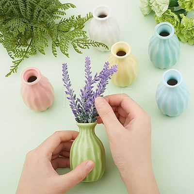  6Pcs 6 Colors Mini Ceramic Floral Vases for Home Decor BOTT-NB0001-04-1