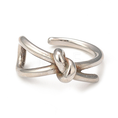 Non-Tarnish 304 Stainless Steel Knot Open Cuff Ring for Women RJEW-I096-31P-1