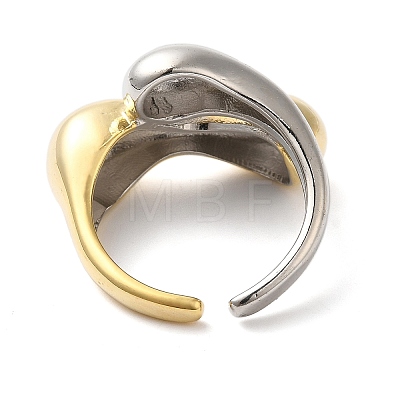 Brass Irregular Geometric Bypass Open Cuff Rings for Women RJEW-B062-09GP-1