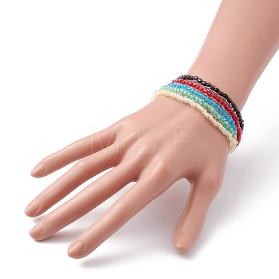 Clear Crystal Glass Seed Beads Stretch Bracelet for Teen Girl Women BJEW-JB07107-1