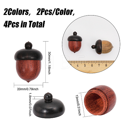 4Pcs 2 Colors Wooden Acorn Box Jewelry Pendants WOOD-CA0001-69-1