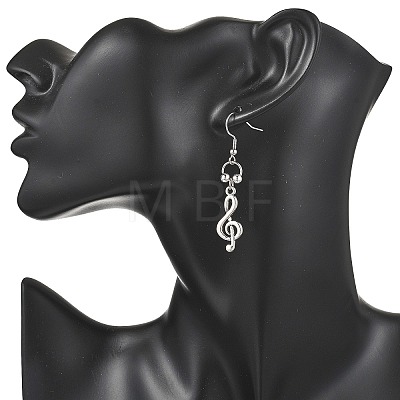 Musical Note Tibetan Style Alloy Dangle Earrings EJEW-JE06773-1