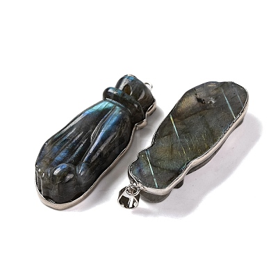 Natural Labradorite Carved Big Pendants G-B085-14P-1