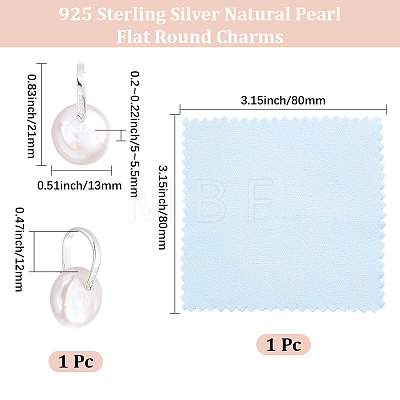 1Pc Natural Pearl Flat Round Pendants STER-BBC0009-63-1