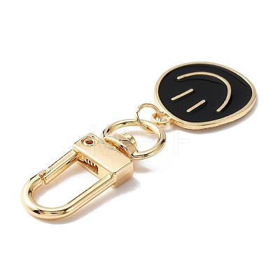 Smiling Face Enamel Pendant Decorations KEYC-WH0036-08LG-07-1
