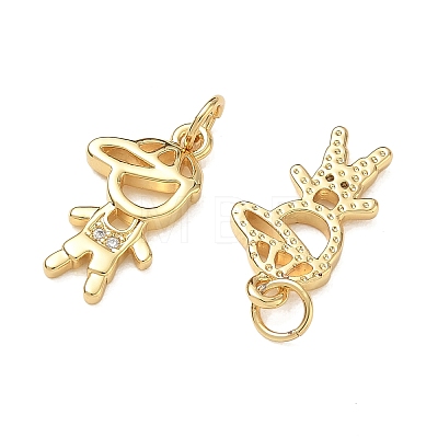 Brass Micro Pave Clear Cubic Zirconia Pendants CU-CBA9AFC-01G-21-1