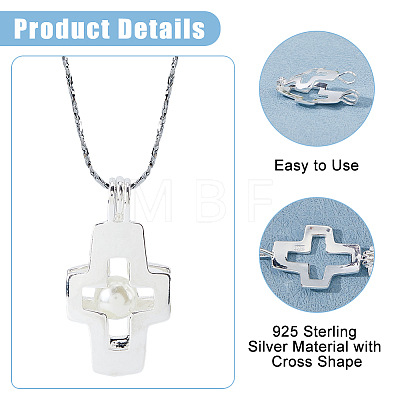 925 Sterling Silver Empty Bead Cage Pendants STER-WH0005-63-1