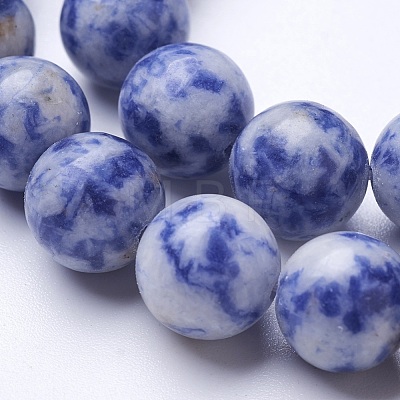 Natural Blue Spot Jasper Beads Strands G-D855-10-10mm-1