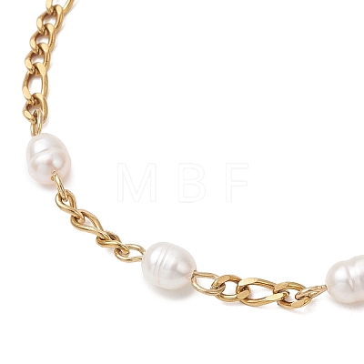Natural Cultured Freshwater Pearl Beads Link Bracelets BJEW-JB13206-1