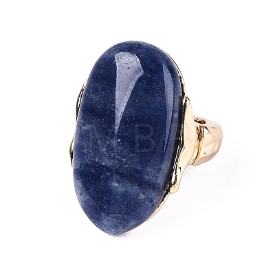 Synthetic Blue Aventurine Stretch Finger Rings RJEW-N055-01A-1