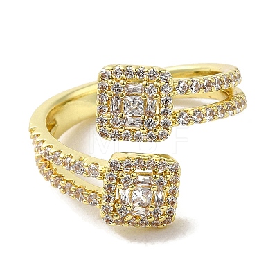 Rack Plating Brass Micro Pave Cubic Zirconia Cuff Rings RJEW-H228-12G-1