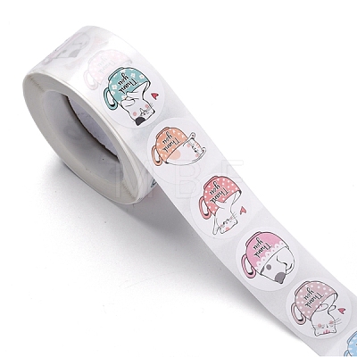 500 Adorable Round Cartoon Stickers in 6 Designs X-DIY-B010-01-1