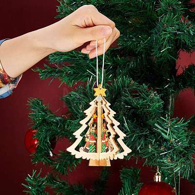 9Pcs 3 Styles Wooden Christmas Mixed Shapes Ornaments DIY-SZ0003-41-1