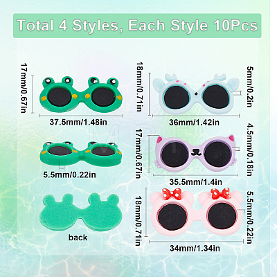 40Pcs 4 Styles Opaque Resin Glasses Cabochons CRES-SC0002-59-1