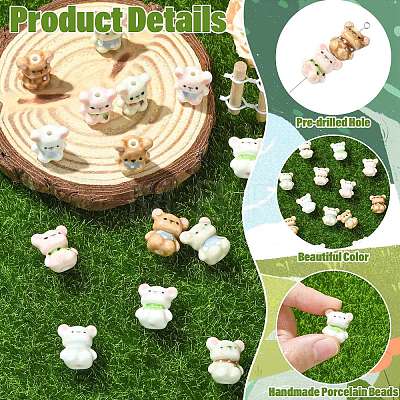16Pcs 8 Colors Handmade Porcelain Beads PORC-CJ0001-53-1