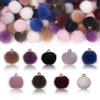 Faux Mink Fur Covered Pendants WOVE-CJ0001-02-1