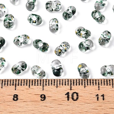 Spray Painted with Glitter Powder Glass Seed Beads SEED-T007-09C-1