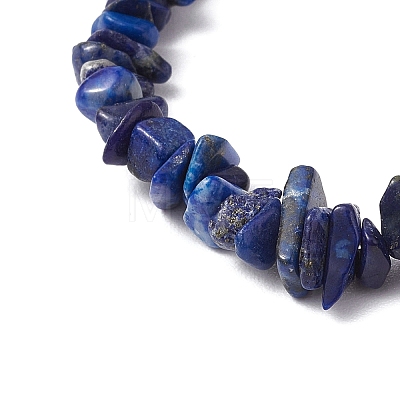 Natural Lapis Lazuli Chips Stretch Bracelets for Women Men BJEW-JB11341-07-1