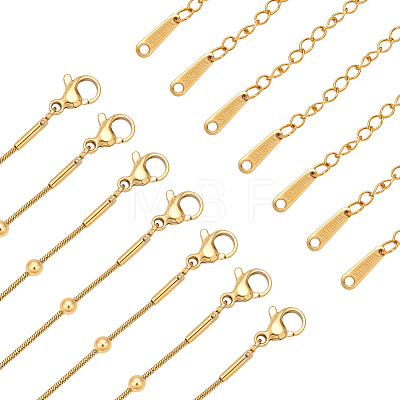 20Pcs Stainless Steel Round Snake Chain Necklaces with Ball NJEW-OC0001-08G-1