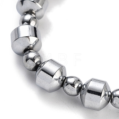 Electroplated Synthetic Non-magnetic Hematite Round & Drum Beaded Necklaces G-P545-E01-P-1