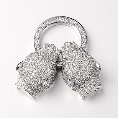 Brass Micro Pave Cubic Zirconia Fold Over Clasps ZIRC-M043-P-02-RS-1