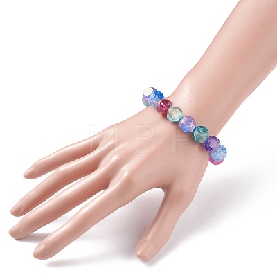 Bling Crackle Glass Beads Stretch Bracelet BJEW-JB07243-1