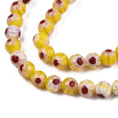 Round Millefiori Glass Beads Strands LK-P001-38-1