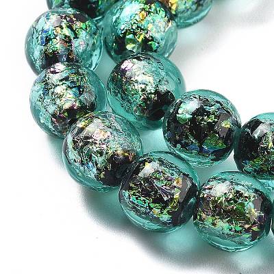 Handmade Foil Lampwork Beads Strands FOIL-K003-06B-22-1