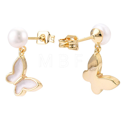 Natural Pearl Dangle Stud Earrings PEAR-N020-05M-1