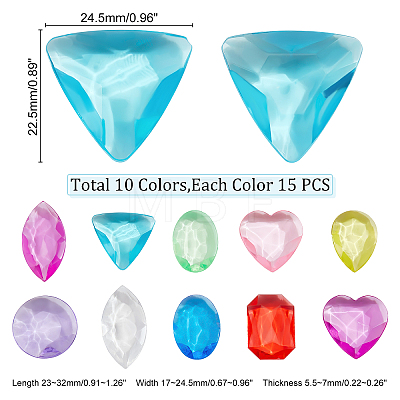   150Pcs 10 Colors Transparent Acrylic Beads DIY-PH0008-88-1