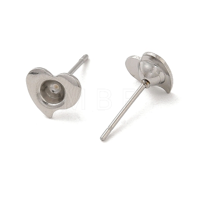 Heart 201 Stainless Steel Stud Earring Findings STAS-Q315-02P-1