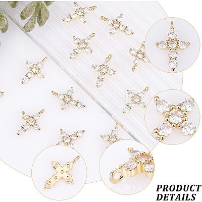 12Pcs Brass Micro Pave Cubic Zirconia Pendants KK-CA0003-65-1