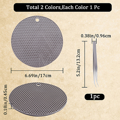 Gorgecraft 2Pcs 2 Colors Flat Round Rubber Hot Mats for Hot Dishes AJEW-GF0007-16-1