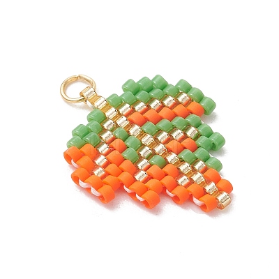 3Pcs 3 Colors Glass Seed Beaded Pendants PALLOY-MZ01266-1