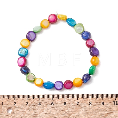 Dyed Natural Shell Beads Stretch Bracelets for Women BJEW-JB13582-1