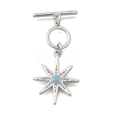 Brass Pave Cubic Zirconia Toggle Clasps KK-N289-09P-1