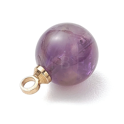 Natural Amethyst & Rose Quartz & Quartz Crystal & Apatite & Green Aventurine Round Charms PALLOY-JF04778-1