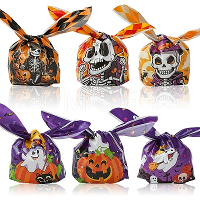 60Pcs 2 Styles Rabbit Shaped Halloween Candy Plastic Bags ABAG-FS0001-06-1