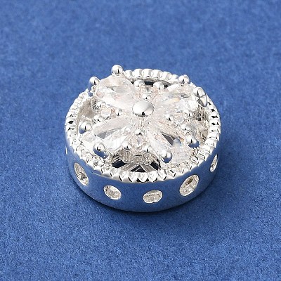 Brass Micro Pave Clear Cubic Zirconia Beads KK-G503-09S-1
