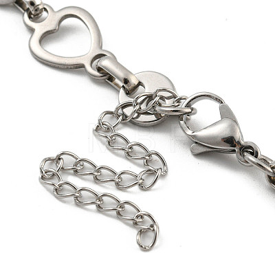 304 Stainless Steel Heart Link Chains Bracelets for Men & Women BJEW-D042-08P-1