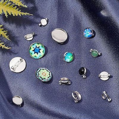 Tarnish Resistant 304 Stainless Steel Brooch Base Settings STAS-F191-04P-20mm-1