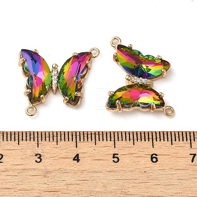 Brass Pave Faceted Glass Connector Charms FIND-Z020-04J-1