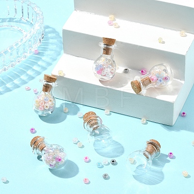 8Pcs Mini High Borosilicate Glass Bottle Bead Containers BOTT-FS0001-01-1