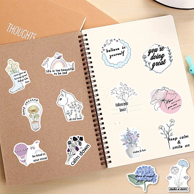 50Pcs Floral PVC Self Adhesive Cartoon Stickers STIC-B001-09B-1